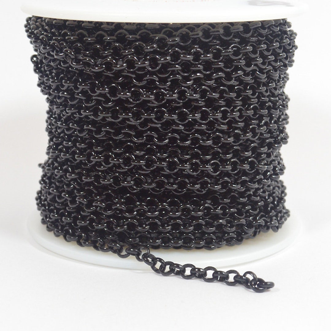 3.8mm Rolo Chain - Midnight Black Shiny - CH12 - Choose Your Length - Etsy