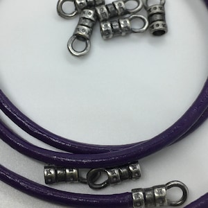 2mm Leather Crimp End with Loop Antique Silver - AS - Pack of 20 pieces