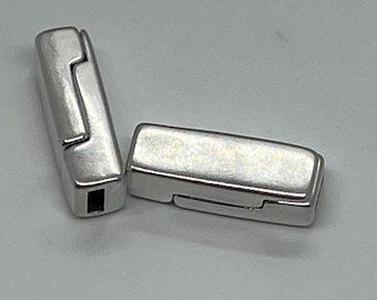 Cierres magnéticos rectangulares ocultos para cuero plano de 5 mm - Plata antigua - Elija su cantidad