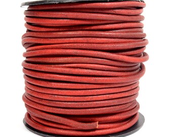 3mm Indian Leather - Natural Red - 3MR- 405 - Choose Your Length