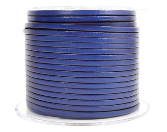 3mm Flat Euro Leather - Electric Blue - 3MF- 27 - Choose Your Length