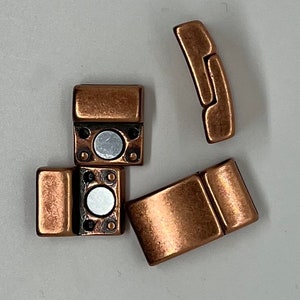 Curved Magnetic Clasps for 10mm Flat Leather - Antique Copper - Choose Your Quantity