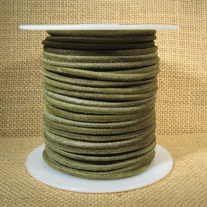 3mm Round Suede Cord - Green - 3MRS-16 - Choose Your Length