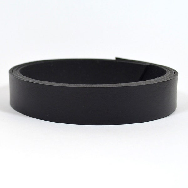 20mm Flat Leather - Black - L20F-BK - Choose Your Length