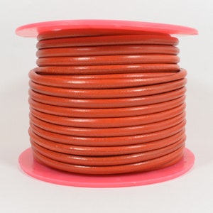 Premier Italian Leather - 5mm Round - Orange - 7 - Choose Your Length