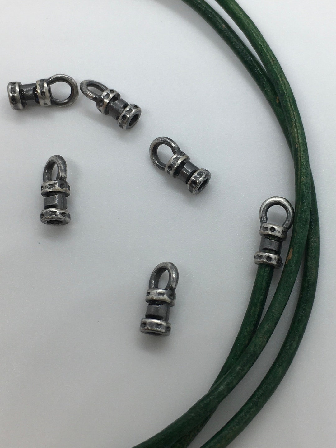 Leather Robe Crimp 1.5mm Leather Crimp End With Loop Antique Silver - AS - Pack of 20 ...
