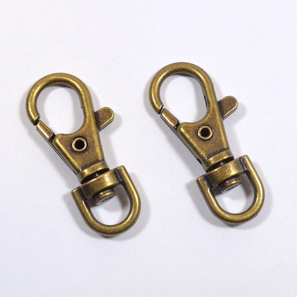 38mm Swivel Lobster Clasps - Antique Brass - Choose Your Quantity