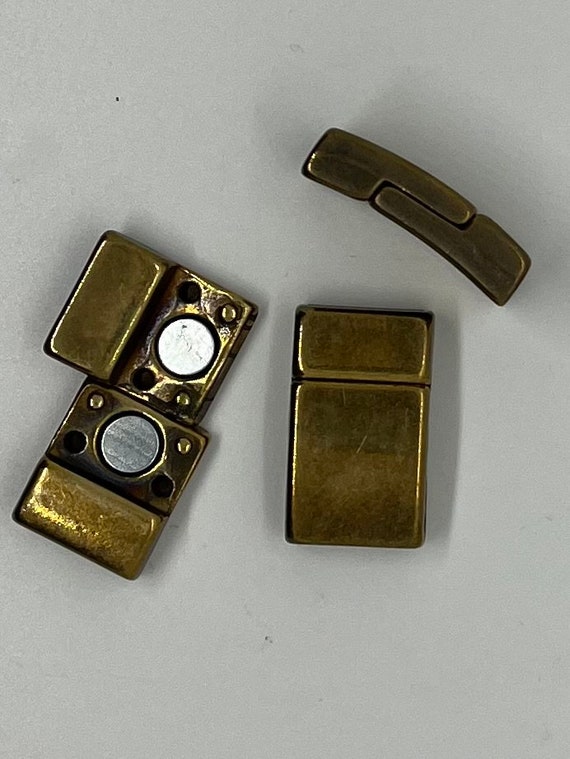 Curved Magnetic Clasps for 10mm Flat Leather Antique Brass