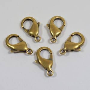 Large 23mm x 13mm Lobster Clasps - Antique Brass - Choose Your Quantity