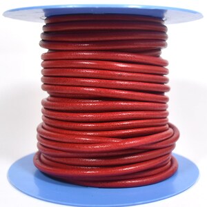 4mm Round European Leather - Red #35 - Choose your Length