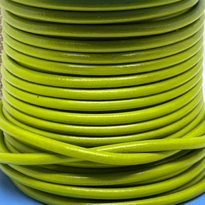 4mm Round European Leather - Pistachio - Choose your Length