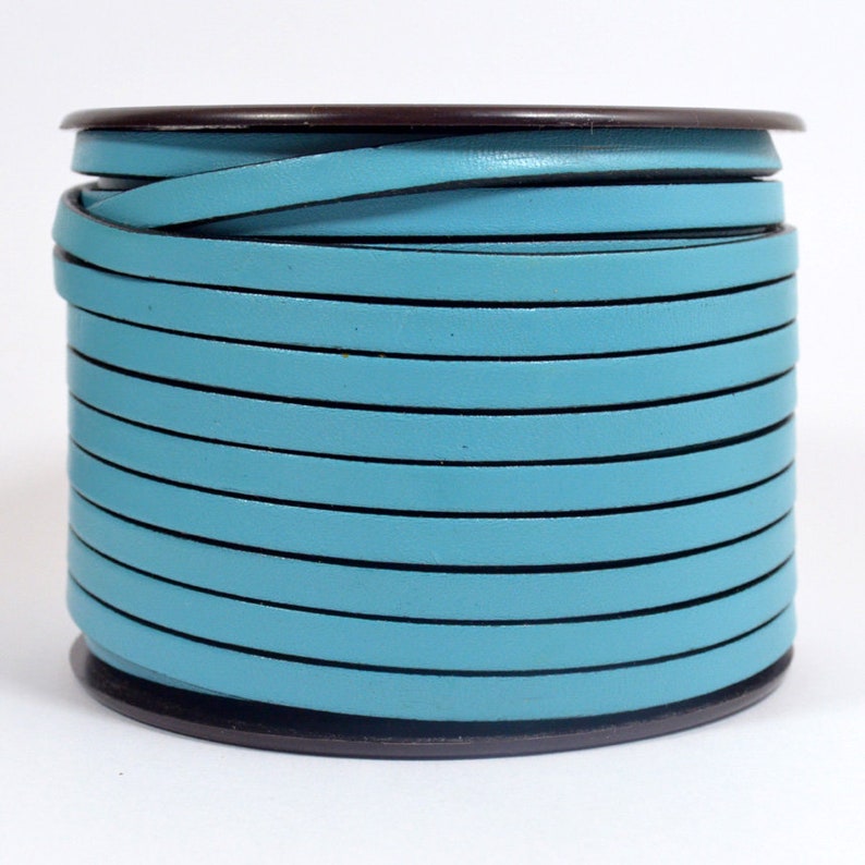 5mm Flat Leather - Pale Turquoise - L5F-21 - Choose Your Length