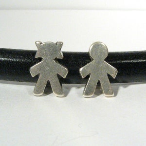 Girl or Boy Spacers for Regaliz Leather - Antique Silver - SP56/57