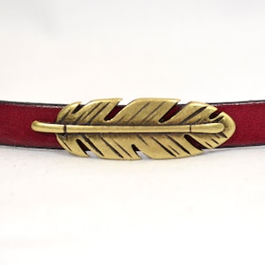 Feather Slider for 10mm Flat Leather - Antique Brass - SP174 - Choose Your Quantity