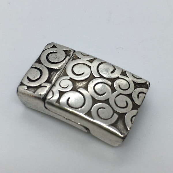 10mm Flat Swirl Magnetic Clasps - Antique Silver - Choose Your Quantity