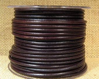 Pelle Mediterranea Rotonda da 3 mm - Marrone Scuro - 3 M-MED-15 - Scegli la tua Lunghezza