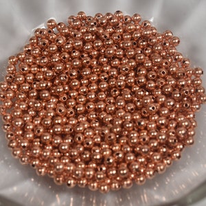 4mm Round Beads - Solid Copper - 100 Beads per Pack