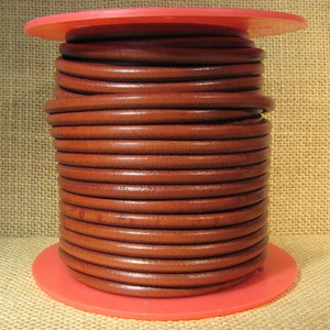 Premier Italian Leather - 5mm Round - Whiskey - 5 - Choose Your Length