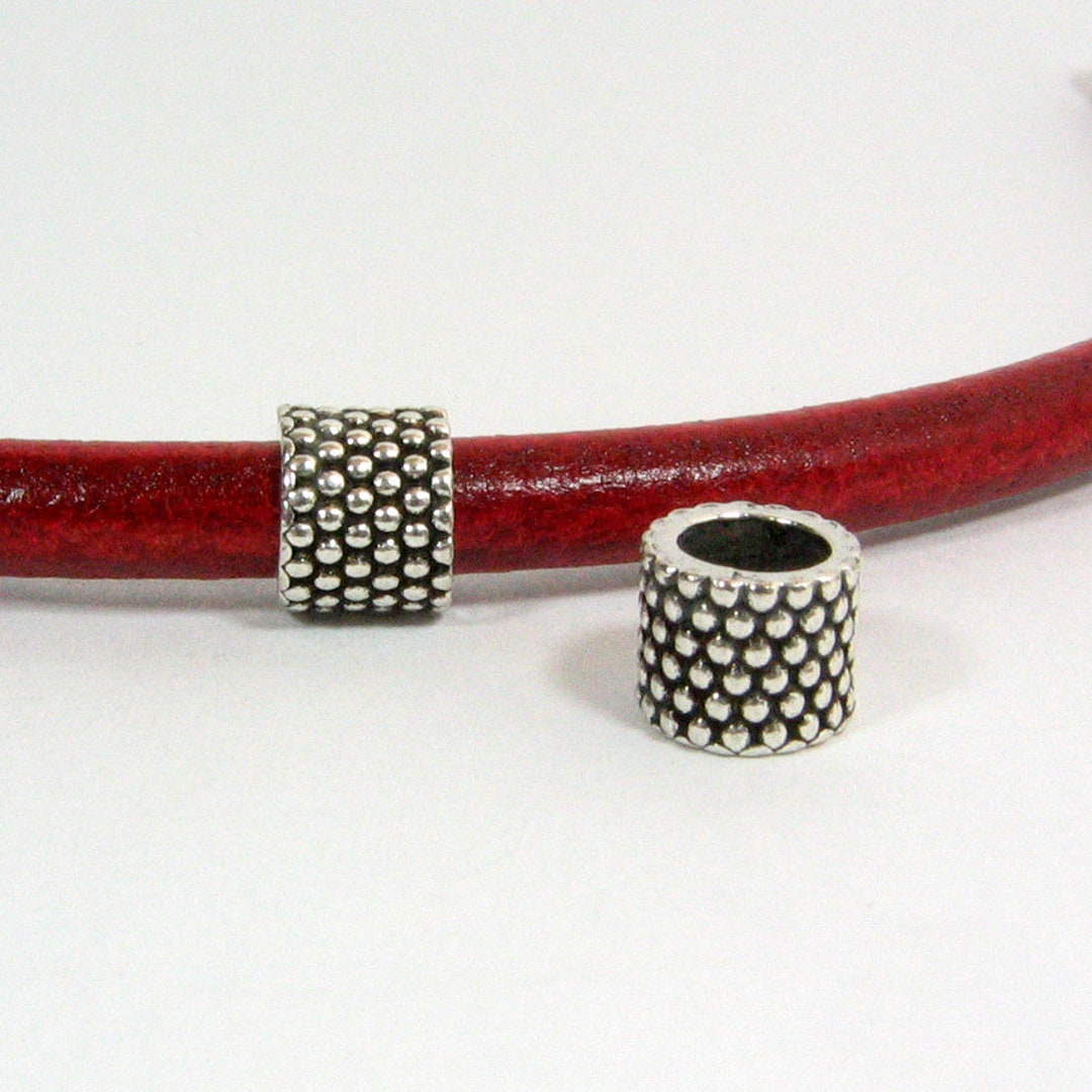 Small Dots Medium Tube Spacers for 5mm Round Leather - Antique Silver ...