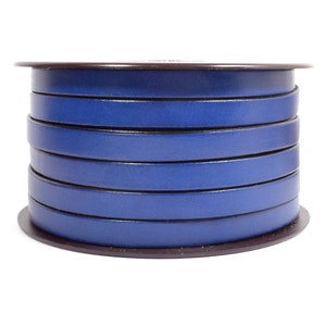 Cuir plat 10 mm - Bleu électrique - L10F-27 - Longueur au choix