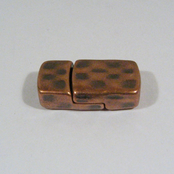 Dimpled Magnetic Clasps for 10mm Flat Leather - Antique Copper - 10FCL-ACDIM - Choose Your Quantity