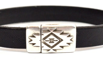 Southwest Magnetic Clasps for 10mm Flat Leather - Antique Silver - 10FCL-P9642 - Choose Your Quantity