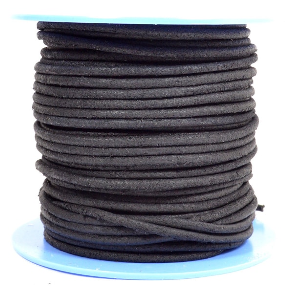 2mm Round Suede Cord - Black - 2MRS-1 - Choose Your Length