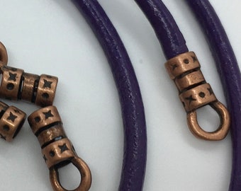 2mm Leather Crimp End with Loop Antique Copper - AC - Pack of 20 pieces