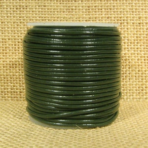 1.5mm Round Indian Leather - Olive - L1.5-130
