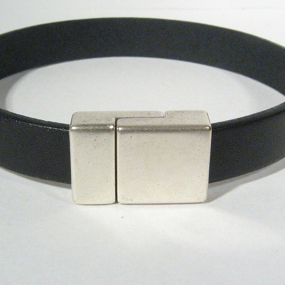 Smooth Magnetic Clasps for 10mm Flat Leather Antique Silver - Main Image