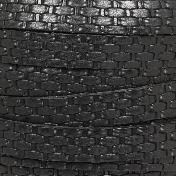10mm Flat Imprinted Basket Weave Leather Black 10FIBW1 Etsy