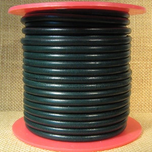 Premier Italian Leather - 5mm Round - Bottle Green - 6 - Choose Your Length