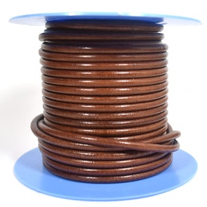 4mm Round European Leather - Tobacco #11  - Choose your Length