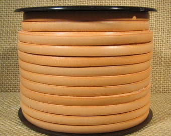 5mm Flat Leather - Distressed Pastel Orange  - L5F-47 - Choose Your Length