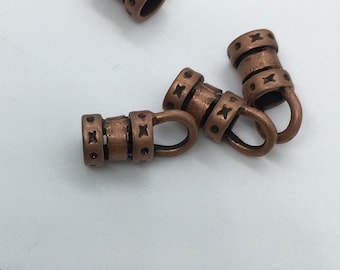 3mm Leather Crimp End with Loop Antique Copper - AC - Pack of 20 pieces