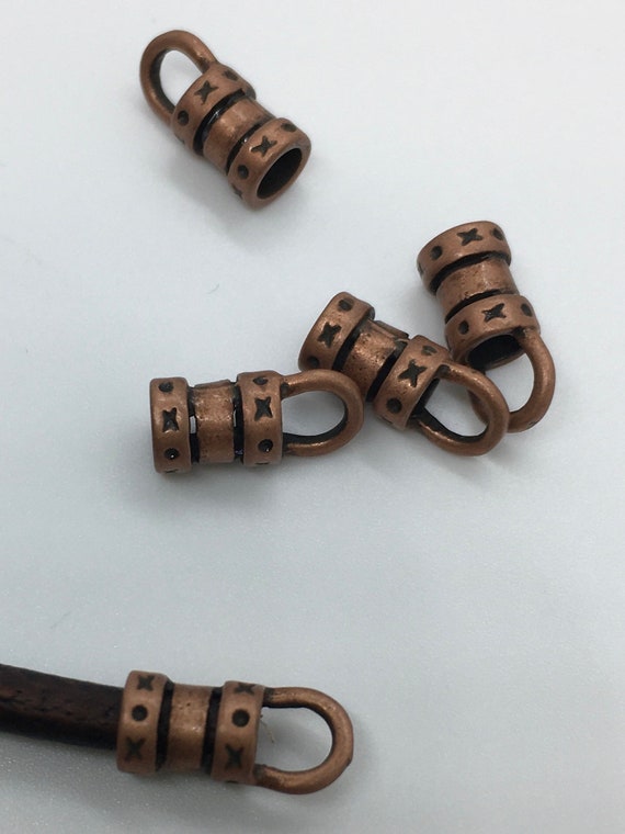 3mm Leather Crimp End With Loop Antique Copper AC Pack of 20 Pieces Etsy