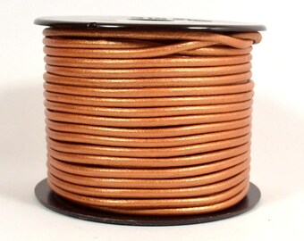 3mm Round Mediterranean Leather - Metallic Copper - 3M-MED- 45 - Choose Your Length
