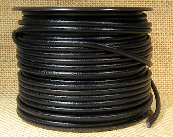 Pelle Mediterranea Rotonda da 3 mm - Nero - 3 M-MED- 46 - Scegli la tua lunghezza