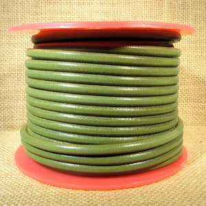 Premier Italian Leather - 5mm Round - Olive Green - 15 - Choose Your Length