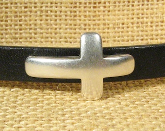 Curved Cross Sliders for 10mm Flat Leather - SL88- Antique Silver - Choose Your Quantity