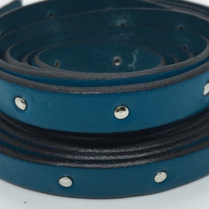 10mm flat Studded Leather - Turquoise ST10-6 - Choose Your Length