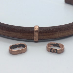 Crimpable Smooth Slider for Regaliz Leather - Antique Copper - SP118-AC