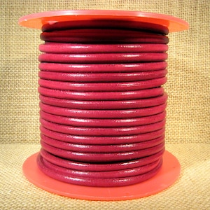 Premier Italian Leather - 5mm Round - Ruby - 17 - Choose Your Length