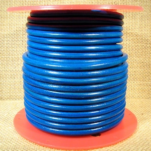 Premier Italian Leather - 5mm Round - Blue - 19 - Choose Your Length