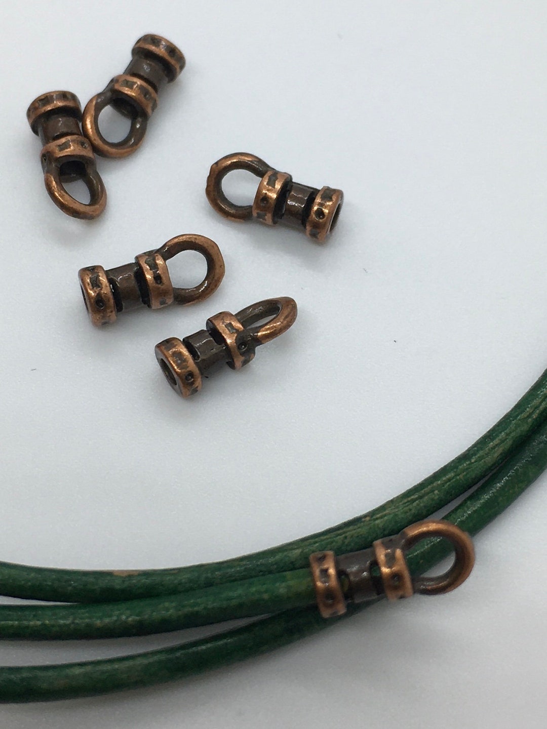 Leather Robe Crimp 1.5mm Leather Crimp End With Loop Antique Copper - AC - Pack of 20 ...