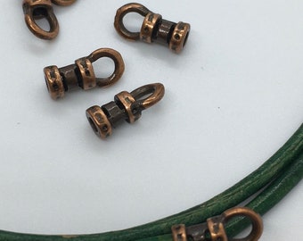 1.5mm Leather Crimp End with Loop Antique Copper - AC - Pack of 20 pieces