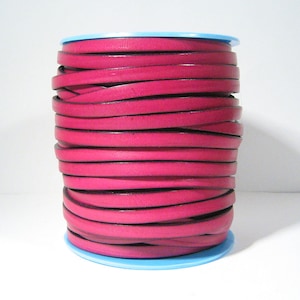 Cuero plano de 5 mm - Fucsia - L5F-7 - Elige tu largo