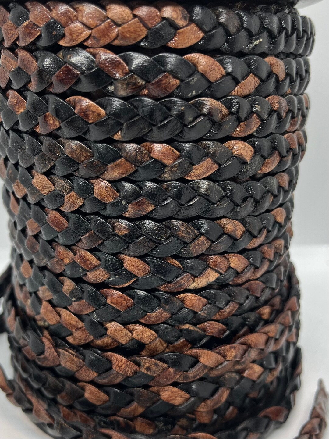 10mm Flat Braided Leather Multi Choose Your Length - Etsy