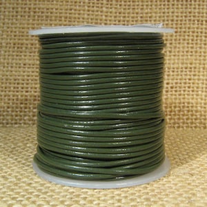 1mm Round Indian Leather - Olive - L1 - 130
