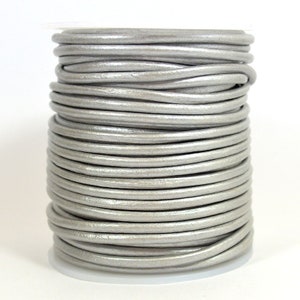 3mm Indian Leather - Metallic Silver - 3MR- 223 - Choose Your Length